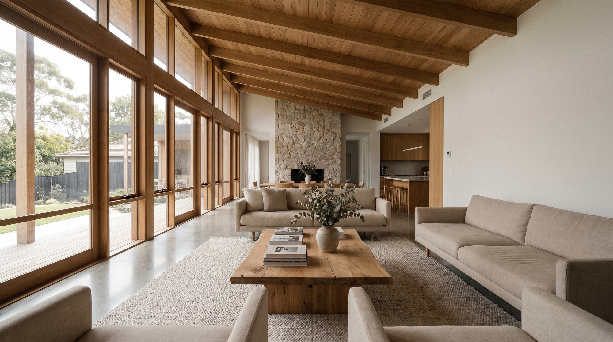 Styled Central Coast living room prepared for a real estate photoshoot